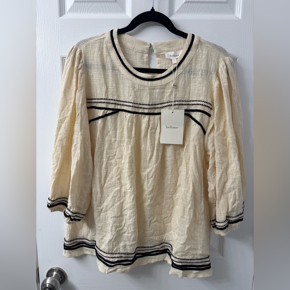 Bohme Cream and Black Blouse